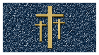 143 DA25 517 GD RK BL Gold 3 Crosses Rock Blue Background
